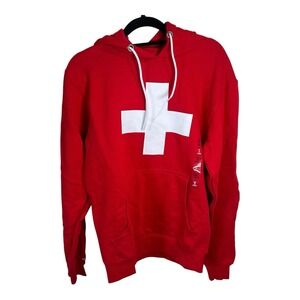 NWT Splash Arts‎ Hoodie Mens Small Red Swiss Flag Switzerland Sweatshirt
